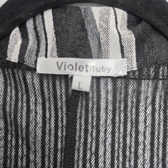 Violet Ruby Shirt Womens Large Sheer Sleeveless Tunic Top Vest Button Black - Picture 7 of 11